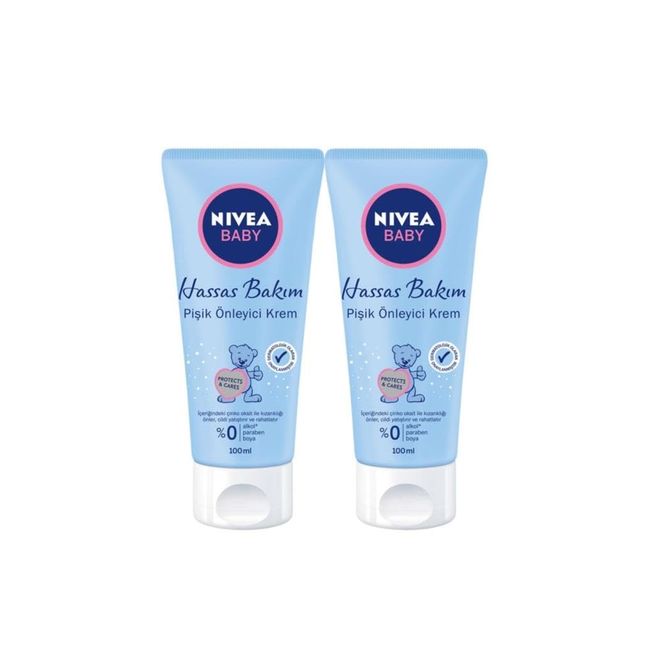 NIVEA Baby Pişik Önleyici Krem, Panthenol ile Cilt Tahrişi Önleyici, %0 Alkol, %0 Paraben 100ml x2 Adet