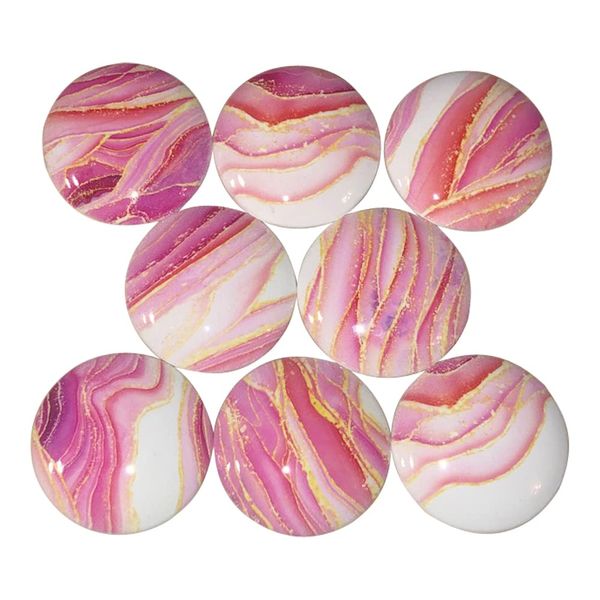 Twisted R Design Cabinet Knobs, Knobs for Kitchen Cabinets and Drawers, Matching Cabinet Knobs and Pulls, 1.5" Round Dresser Knobs (Set of 8 Pink Strata Wood Knobs)