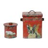 Creative Co-Op Vintage Tin Dog Biscuit Container with Boston Terrier