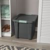 Sterilite 6Pk Latch Tote, Stackable Plastic Storage Container, 12Gal, Gray/Green
