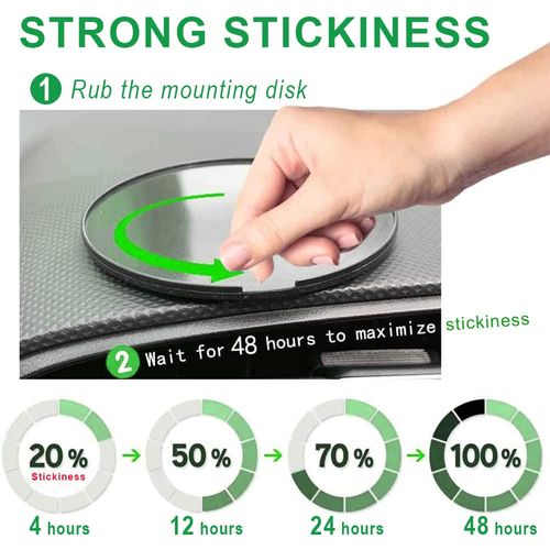 Ramtech 90mm Dashboard Adhesive Pad Mounting Disk for Suction Cup Mount, Compatible with GPS, Mobile Cell Phone, Car DVR, MP4, Tablet PC, Car DVR, MP4, E-Book