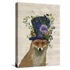 ART.COM Stretched Canvas Print Fox Mad Hatter by Fab Funky, 12" x 16"