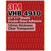 3M VHB 4910 8.5"x11" Double Sided Adhesive 1.0mm thickness Clear, 2 sheets pack