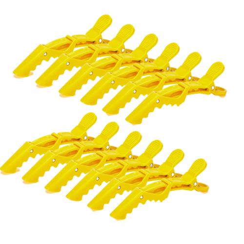 12 PCS Pink Hair Clips, Alligator Clips for Thick Hair, Professional Wide Tooth Sectioning Clip, Non Slip Hair Accessories, Croc Clips, Large Styling r Clips, Wet or Dry Salon Alligator Clip (Yellow)