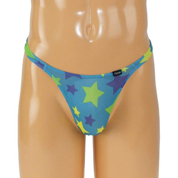 Men's Star Print Seamless Thong Green