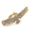 Avalaya Gold Plated Sculptured Diamante 'Eagle' Statement Ring - Adjustable - (Size 7/8) - 5.5cm Length