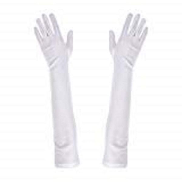 Robelli Polyester Elbow Length Gloves - White