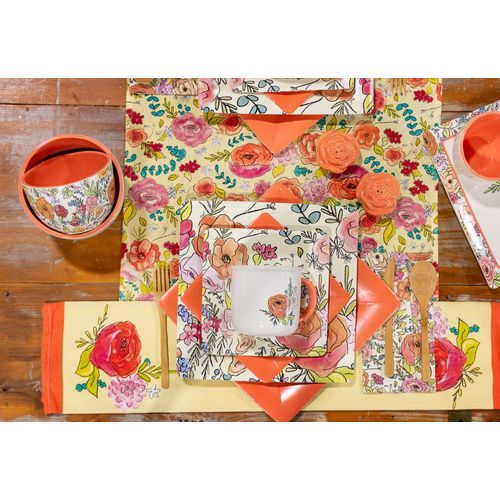 Boston International IHR 3-Ply Guest Towel Buffet Paper Napkins, 8.5 x 4.5-Inches, Flower Party Cream