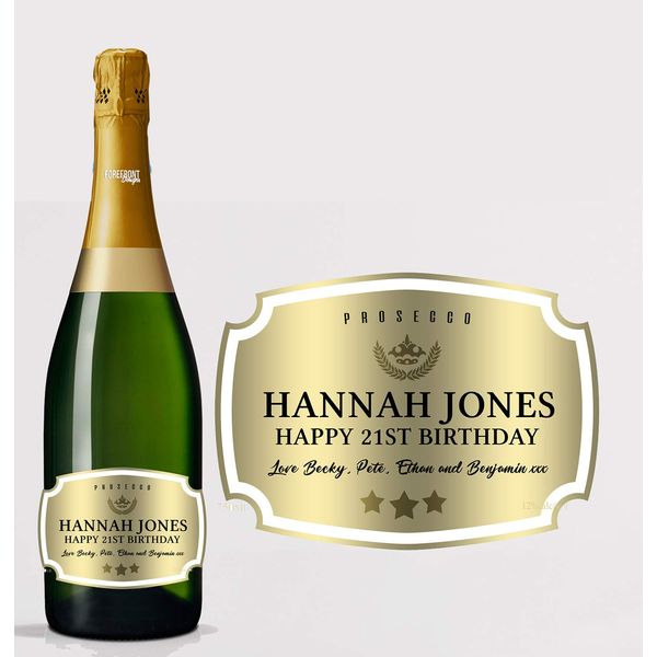 Forefrontdesigns Personalised Champagne Bottle Labels - Custom Champagne Label Bottle Stickers, Perfect for Weddings, Anniversaries, Birthdays & Gifts - Premium Customisable Champagne Stickers