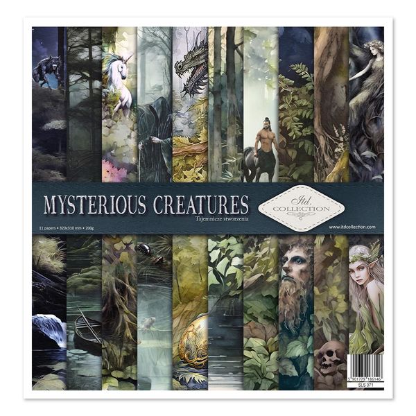 ITD Collection- Scrapbooking package 12x12 inches, scrapbooking paper, decorative paper, decoupage, card making, paper size 310x320mm (SLS-071 Mysterious Creatures)