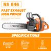 45.4cc Gas Top Handle Chainsaw with 16'' Bar Chain 2-Stroke Engine Cut Tree Wood