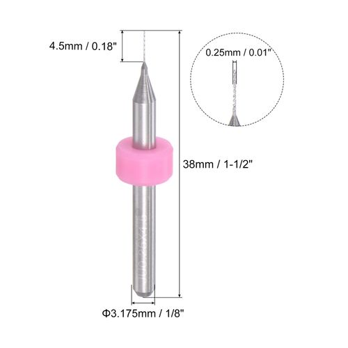 uxcell Micro PCB Drill Bit Set 3.175mm Shank 0.25mm Solid Tungsten Carbide CNC Engraved Printed Circuit Board Drill Bit Rotary Tools 10pcs