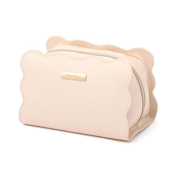 Francfranc Wave Shape Pouch, Large, Ivory, Makeup Pouch, Trinket Case, Ivory