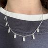 jewellerybox Sterling Silver Multi Tiny Baguette CZ Drop Necklace