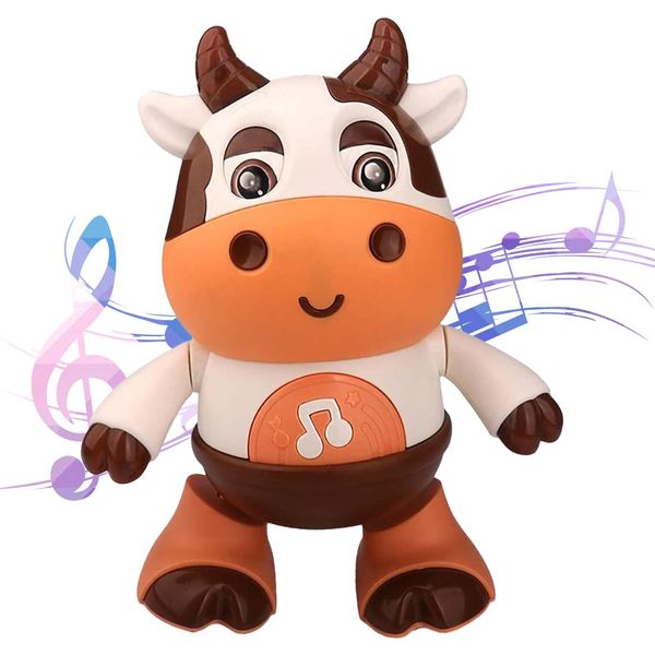 Baby Cow Musical Toy Cartoon Animal Dancing Light Toy Early Education Robot Gift