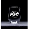 Bear with name stemless wine glass, 17 oz.