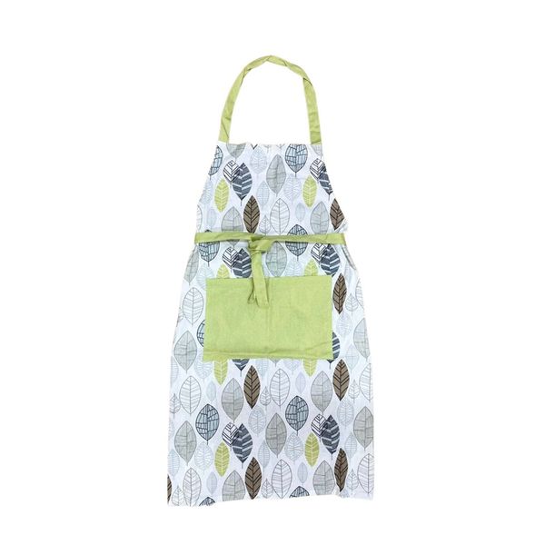 EliteKoopers 1Pcs Kitchen Apron With Contemporary Green Leaf Print Design