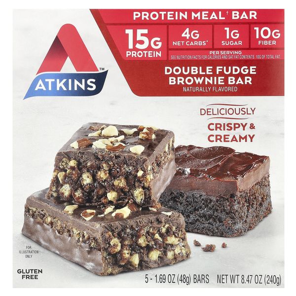 Protein Meal Bar, Double Fudge Brownie, 5 Bars, 1.69 oz (48 g) Each