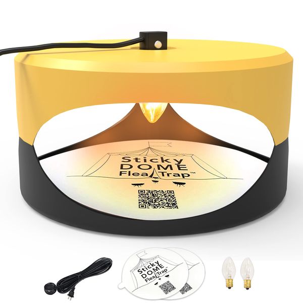 ASPECTEK Anti Flea Bed Bug Trap with 2 Sticky Discs Odourless Safe for Kids and Pets Yellow and Dark Grey