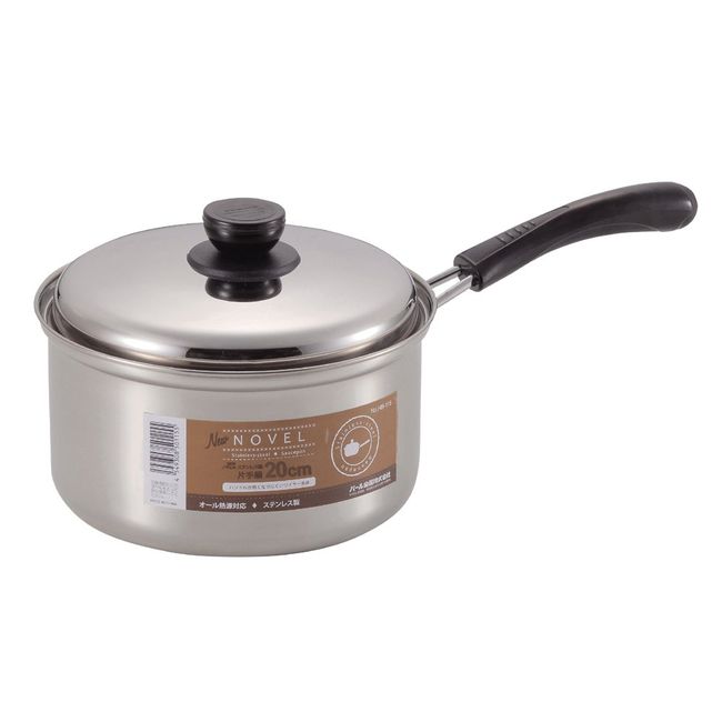 Pearl Metal HB-3623 Single Handled Pot, 7.9 inches (20 cm), Induction Compatible, Stainless Steel, New Novel