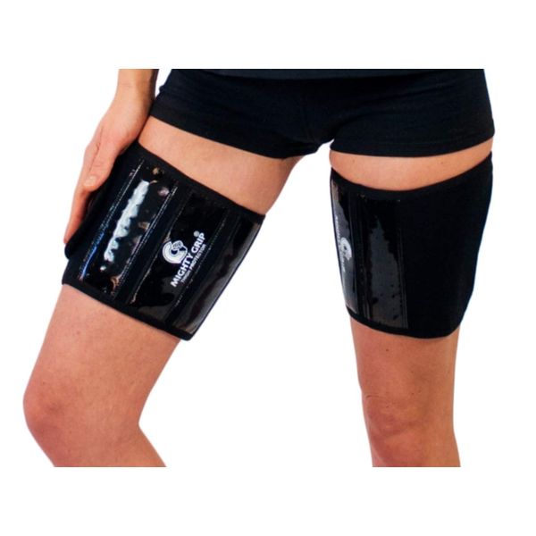 Mighty Grip Black Inner Thigh Protectors for Pole Dancing with Tack Strips (Medium)