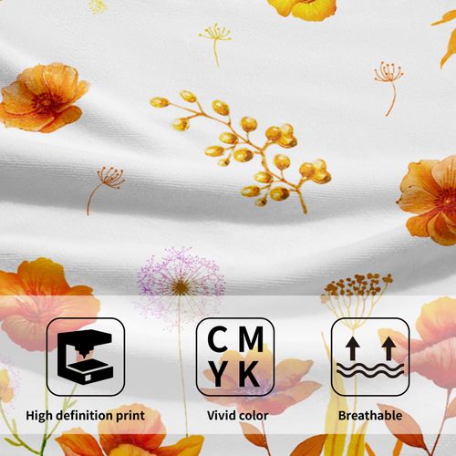 Imiss Orange Wildflowers Hand Towels Fall Yellow Poppy Floral Watercolor Botanical Bathroom Towel Set of 2 Autumn Seasonal Soft Absorbent Bath Guest Towels for Gym,Spa,Hotel