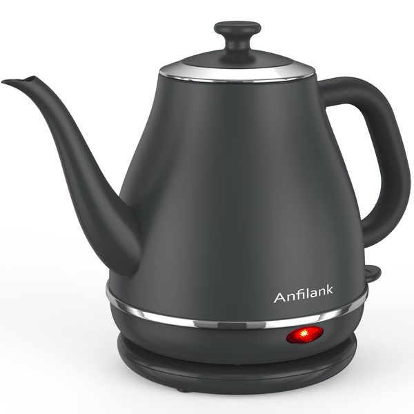 ANFILANK Electric Kettle, 3.2 gal (1.0 L), Electric Kettle, 1,200 W, Stainless Steel (Rapid Boiling, Empty Heating Prevention, Automatic Power Off), PSE Certified, Approx. 58 Seconds Per Cup (Gray)