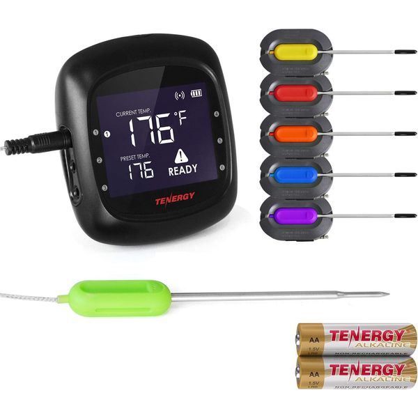 Tenergy Solis Digital Meat Thermometer, APP Controlled Wireless Bluetooth Smart BBQ Thermometer w/ 6 Stainless Steel Probes & Carrying Case, Cooking Thermometer for Grill & Smoker