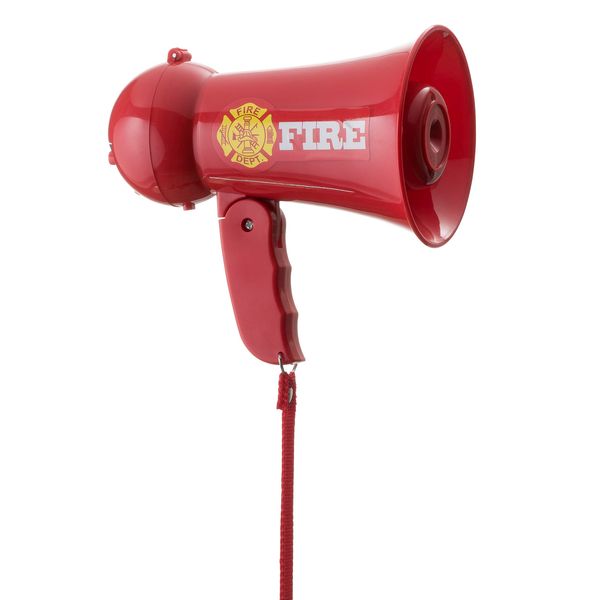 Dress Up America Firefighter Megaphone For Kids - Red Fireman Megaphone Bullhorn With Siren Sound