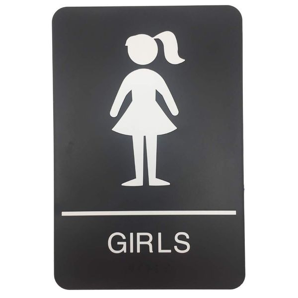 Girls ADA Compliant Restroom Sign Includes Adhesive Tape Black Easy Install