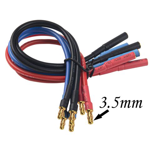 6Pack 7.87" 14AWG 3.5mm Gold Bullet Connector 3.5 Banana Plug Extension Cable Male Female Wire for RC Car Boat Brushless Motor ESC