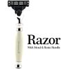 New Triple Edge Cartridge Compatible Men's Shaving Razor || Ivory Luxury Resin Handle & 1 Replaceable Cartridge Pre-Installed - Triple Action Technology - Great Gift for Any Gentleman