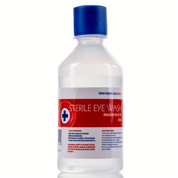 Sterile Saline 250ml Eye Wash Solution - First Aid Wound Washing Bottle