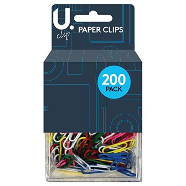 200 Pcs Plastic Coated Offic Paper Clips - Assorted Colors