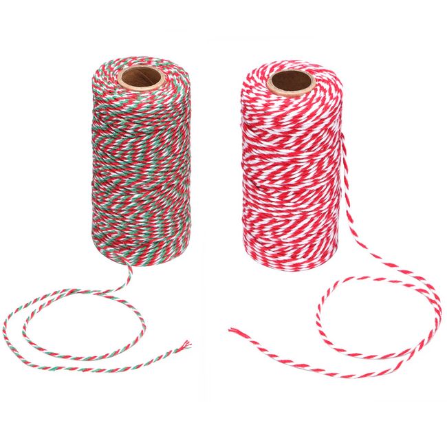 Bakers Candy Rope Ribbon Twine 2 mm Cotton Rope Cord String for Gift Wrapping Arts Crafts 656 Feet,2 Pieces