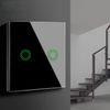 Maclean Touch Toggle Switch Light Switch Cross Switch Wall Switch Stair Switch with Color Change LED Backlight Recessed Switch (2-fold circle, Black)