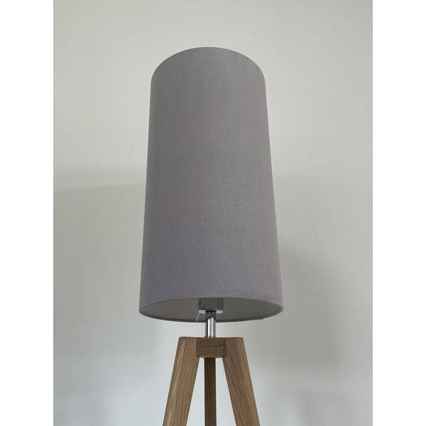 Light Grey Velvet Extra Tall Cylindrical Cylinder Drum Lampshade