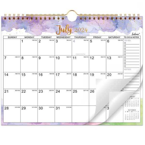 2024-2025 Wall Calendar - Calendar 2024-2025, July 2024 - December 2025, 11" × 8.5", Spiral Twin-Wire Binding, Daily Blocks with Julian Dates, Perfect for Planning and Organizing Your Life