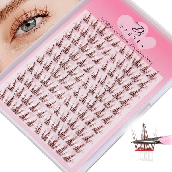 DASSEN Left and Right Self-Adhesive Eyelash Clusters, Individual False Lashes for DIY Home Application