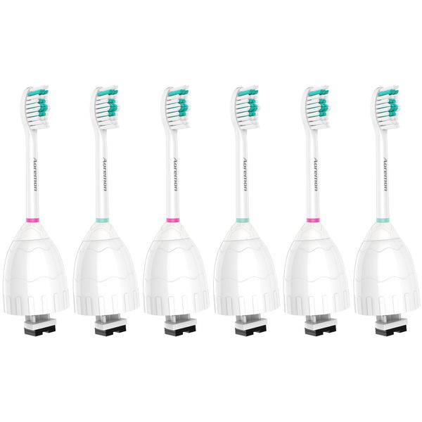 Aoremon Replacement Toothbrush Heads Compatible with Philips sonicare E-Series, 6 Pack Replacement Brush Heads Come with Caps