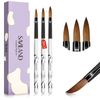Saviland 3PCS Acrylic Nail Brush - Size 2/4/6 Nail Brush for Acrylic Powder, Zebra Handle Wooden Acrylic Brush for Nails, Nail Art Brush for Acrylic Nails, Acrylic Brush Set for Nail Carving&Extension
