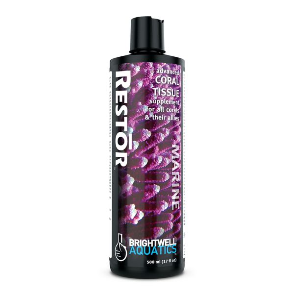 Brightwell Aquatics - Restor Liquid Coral Tissue Supplement - Fish Tank Reef Nutrition for Live Coral Growth Acceleration, Colour Vibrancy, & Restoration Additive - Saltwater Reef Supplies, 8.45 fl oz