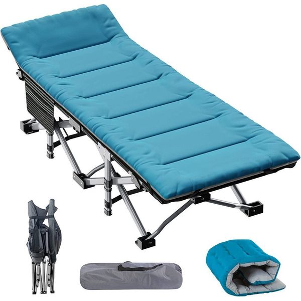 NAIZEA Camping Cot with Comfortable Thick Pad Cots for Sleeping with Carry Bag