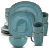 16-Piece Teal Stoneware Dinnerware Set - Includes Dinner Plates, Salad Plates, B