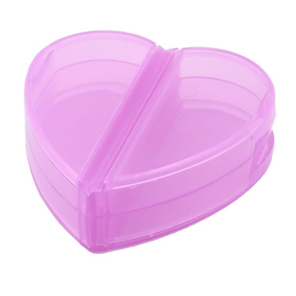 uxcell® Plastic Family Heart Shaped 4 Compartments Capsule Pills Storage Box Case Purple