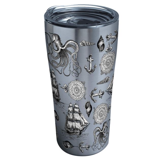 Tervis Old Time Nautical Triple Walled Insulated Tumbler Travel Cup Keeps Drinks Cold & Hot, 20oz Legacy, Stainless Steel