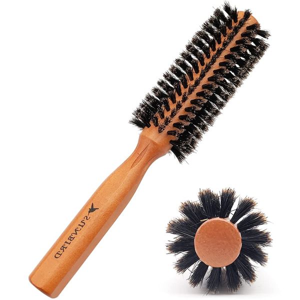 SUNBIRD Wild Boar Bristle Large Round Brush Hair Brush - For Men, Women, Kid, Dry, Wet, Fine, Thick, Curly Hair Styling, Adding Hair Volume and Shine