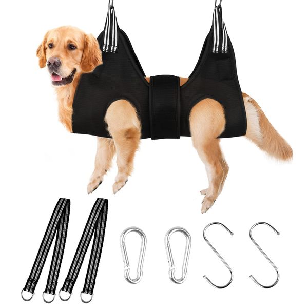 Dog Grooming Hammock Set for Dogs and Cats, Upgraded Hammocks Harness for Nail Trimming, Pet Grooming Hammock, Nail Cutting Aid, Ears/Eye Care Helper for Small Large Pets