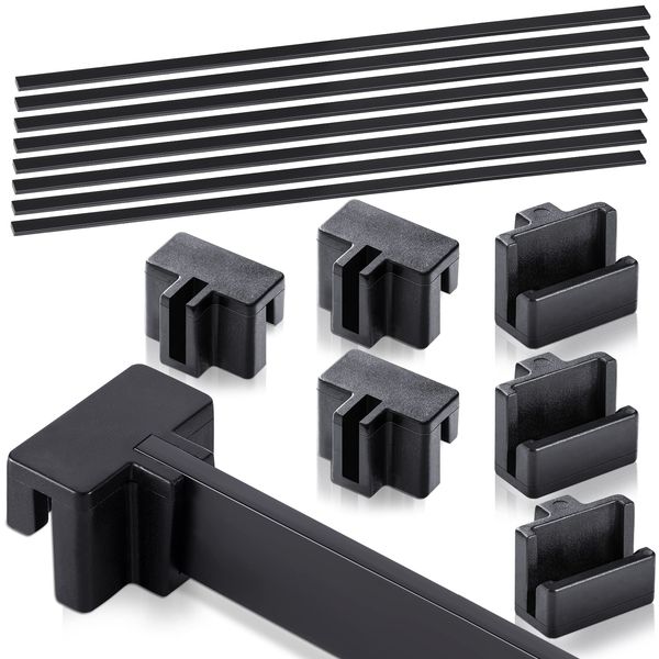 24 Pcs Hanging File Rail and Clip Set 16 Black Hanging File Clips 8 PVC File Cabinet Rails File Drawer Support Black Rail Clips for Home Office Storage to Keep Folders Neat and Organized(Plastic)