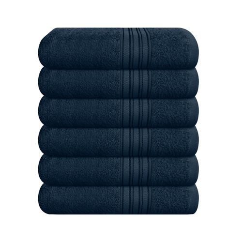BOUTIQUO Ultra Soft Cotton 6 -Piece Hand Towel Set 16x24 Inch, Ideal for use in Bathroom, Kitchen, Gym, Spa & General Cleaning, Compact & Lightweight Multi Purpose Hand Towels - Mineral Blue